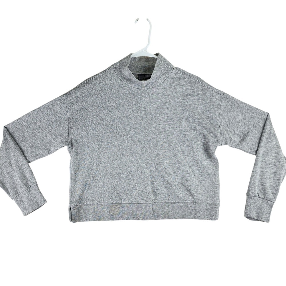 Sweaty Betty Mock Neck Sweatshirt Womens 6 Grey Marl Relaxed Cropped Pullover